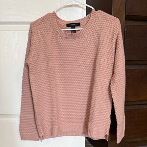 Forever 21 Dusty Pink/Blush Textured Crew Neck Sweater